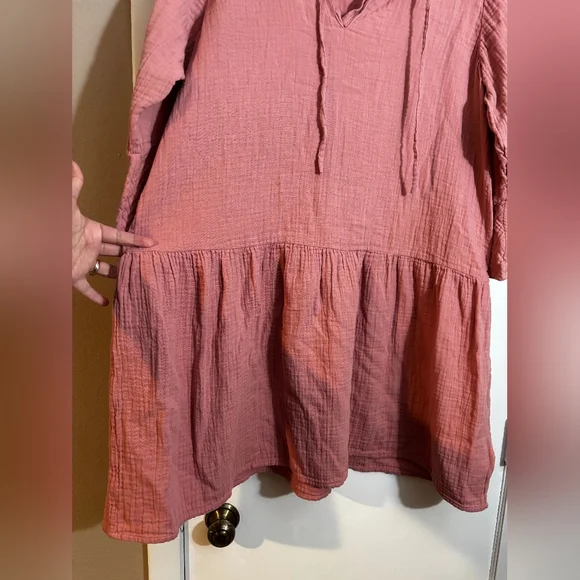 The Drop light pink flowy boho dress, ties on chest, size XL - Picture 5 of 6